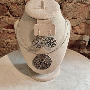 Touchstone Crystal Denim Medallion Necklace & Earrings